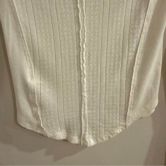 Free People-We The Free Cream Long Sleeve Pointelle Top-Eyes on You-Birch - Picture 10 of 12